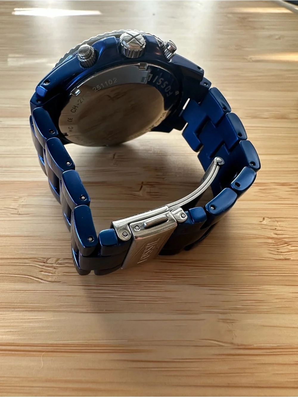 Fossil Women’s Cobalt Blue Chronograph Watch - Needs new battery